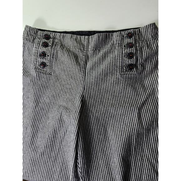 LARRY LEVINE Black White Thin Stripe Bermuda Cotton Capri Pants SZ 12 - Picture 4 of 9